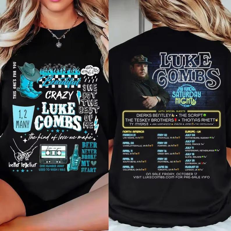Luke Combs My Kinda Saturday Night Tour Tshirt Unisex and Women Summer Cotton Clothing Fashion Casual Round Neck Short Sleeve Top S
Luke Combs My Kinda Saturday Night Tour Tshirt Unisex and Women Summer Cotton Clothing Fashion Casual Round Neck Short Sleeve Top S