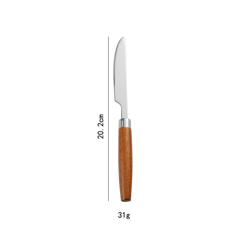 Cylindrical Wood Handle 304 Stainless Steel Cutlery Set: Knife, Fork, Spoon for Main Course & Dessert
Cylindrical Wood Handle 304 Stainless Steel Cutlery Set: Knife, Fork, Spoon for Main Course & Dessert