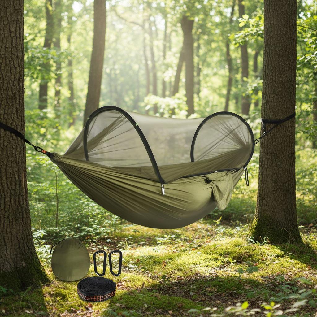 Portable Outdoor Hammock with Anti-Mosquito Net - Quick-Opening for Camping Leisure
Portable Outdoor Hammock with Anti-Mosquito Net - Quick-Opening for Camping Leisure