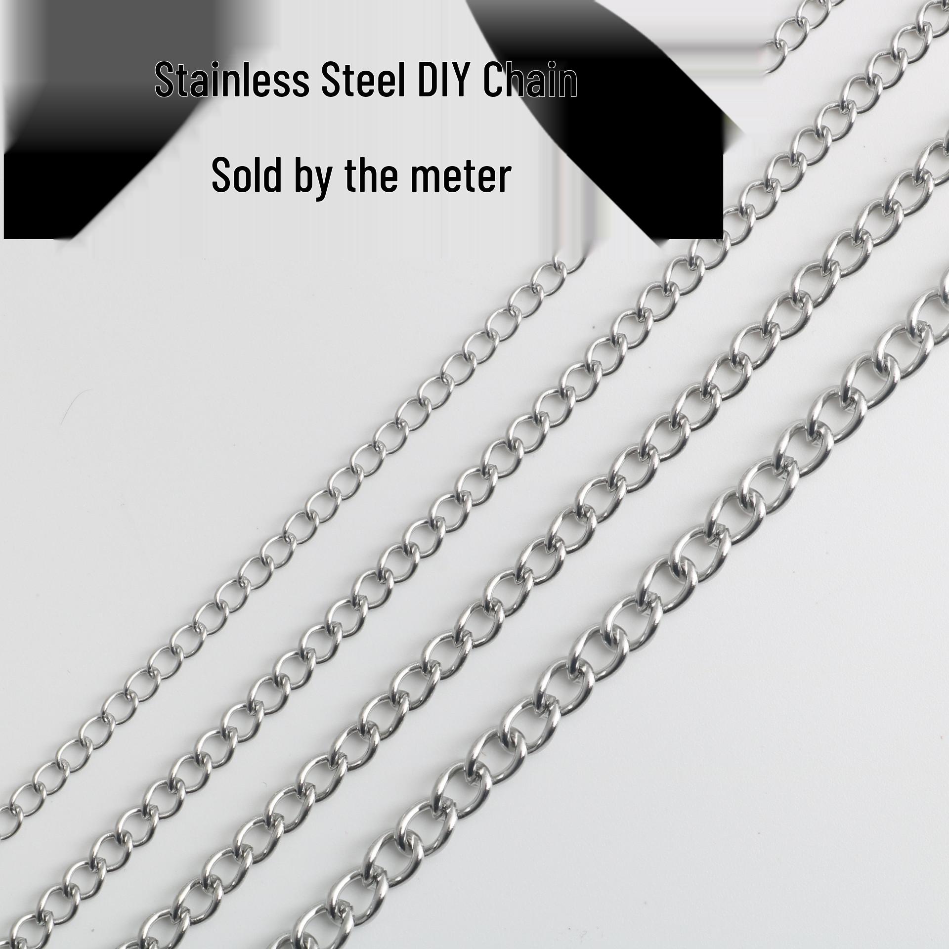 Stainless Steel Twisted Chain Necklace & Bracelet Extender 0.6mm Diameter, 3mm Width, per Meter
Stainless Steel Twisted Chain Necklace & Bracelet Extender 0.6mm Diameter, 3mm Width, per Meter
