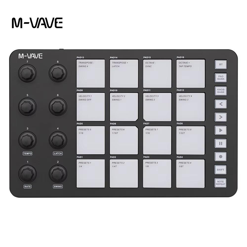 M-VAVE SMC-PAD Portable Controller with 16 Velocity Pads 8 Knobs RGB Bluetooth USB-C 3.5mm Suitable for Studio and Live Music чорний
M-VAVE SMC-PAD Portable Controller with 16 Velocity Pads 8 Knobs RGB Bluetooth USB-C 3.5mm Suitable for Studio and Live Music чорний