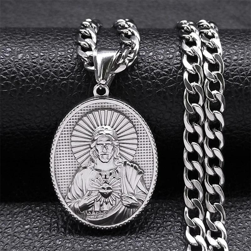 Sacred Heart of Jesus Catholic Necklace for Women Men Stainless Steel Gold Plated Medal Pendant Necklaces Jewelry Gift NZZ452S05
Sacred Heart of Jesus Catholic Necklace for Women Men Stainless Steel Gold Plated Medal Pendant Necklaces Jewelry Gift NZZ452S05