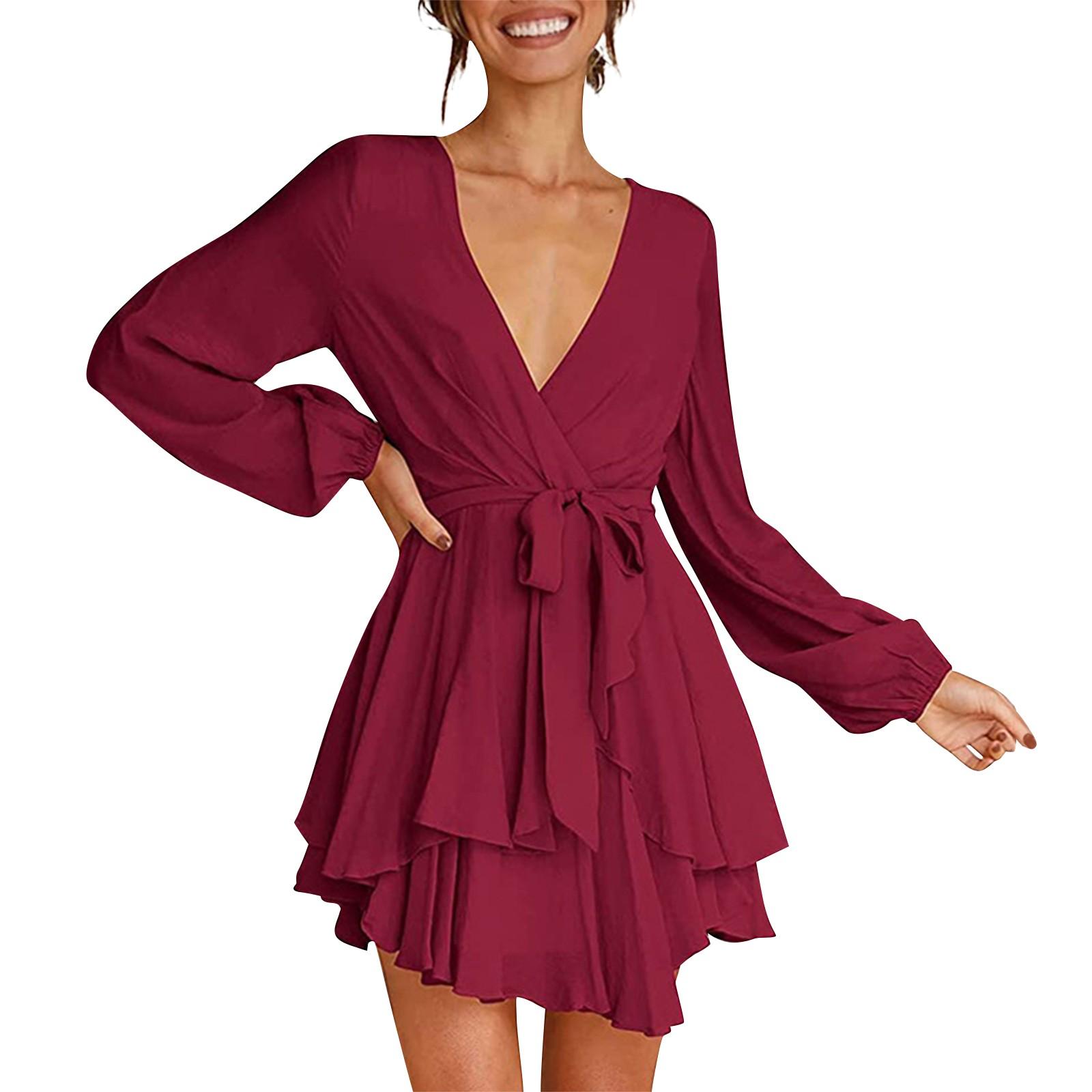 Women s Casual V-neck Long Sleeved Waist Pleated Skirt Hem Dress XXL червоний
Women s Casual V-neck Long Sleeved Waist Pleated Skirt Hem Dress XXL червоний