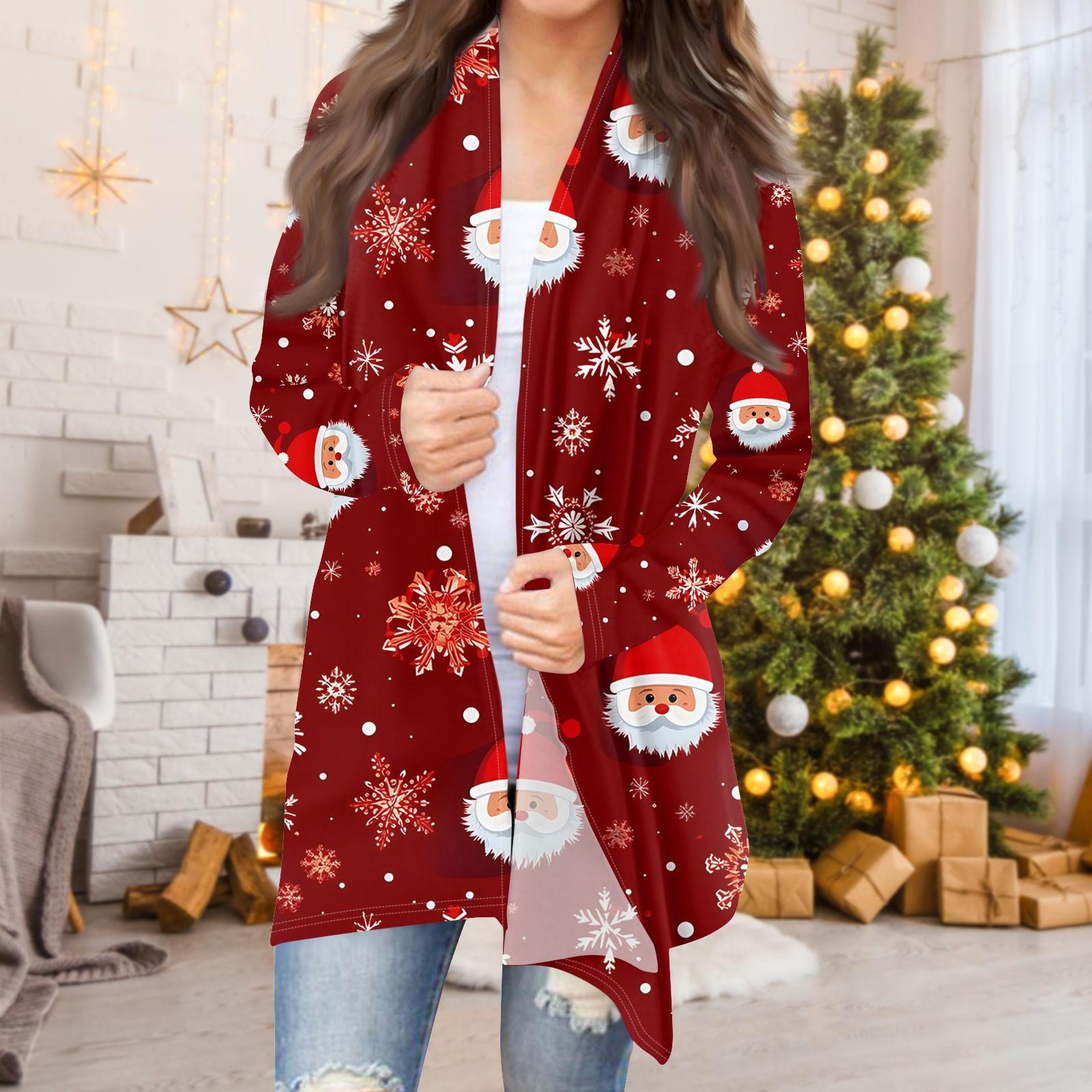 Женская мода повседневная рождественская печать средней длины кардиган куртка пальто XXXL
Женская мода повседневная рождественская печать средней длины кардиган куртка пальто XXXL