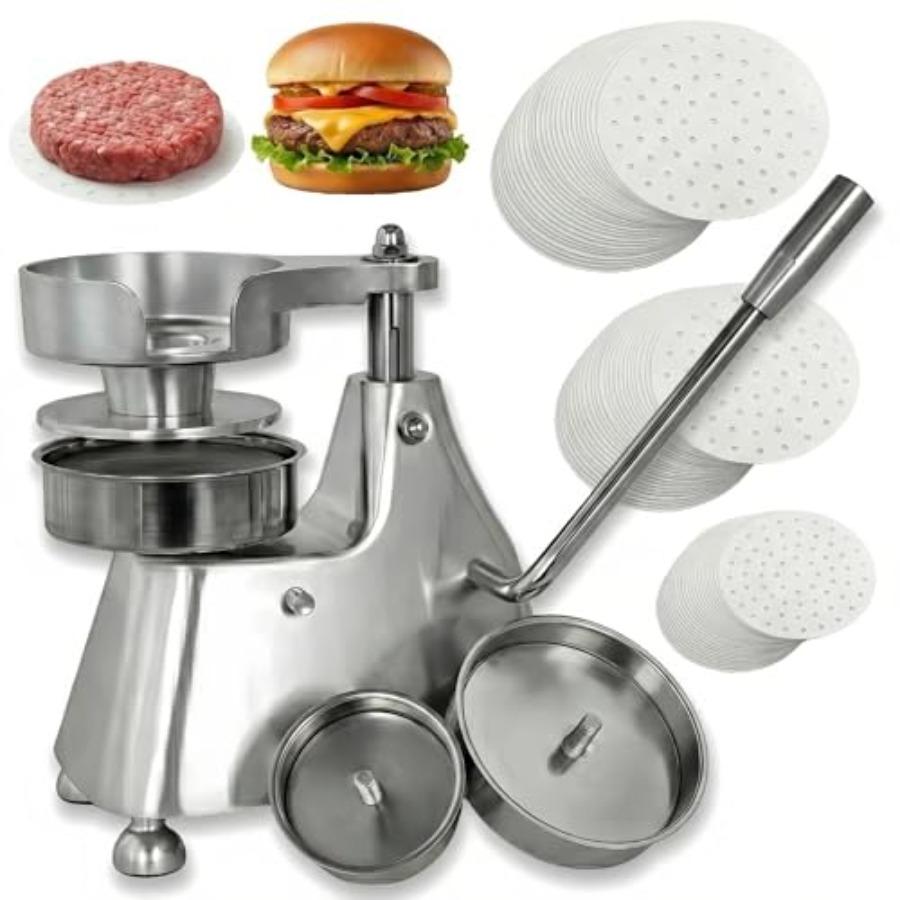 Commercial 3-in-1 Heavy Duty Burger Press Patty Maker with 4 5 6 Stainless Steel Trays for Restaurants BBQ and Home Kitchens - United States
Commercial 3-in-1 Heavy Duty Burger Press Patty Maker with 4 5 6 Stainless Steel Trays for Restaurants BBQ and Home Kitchens - United States