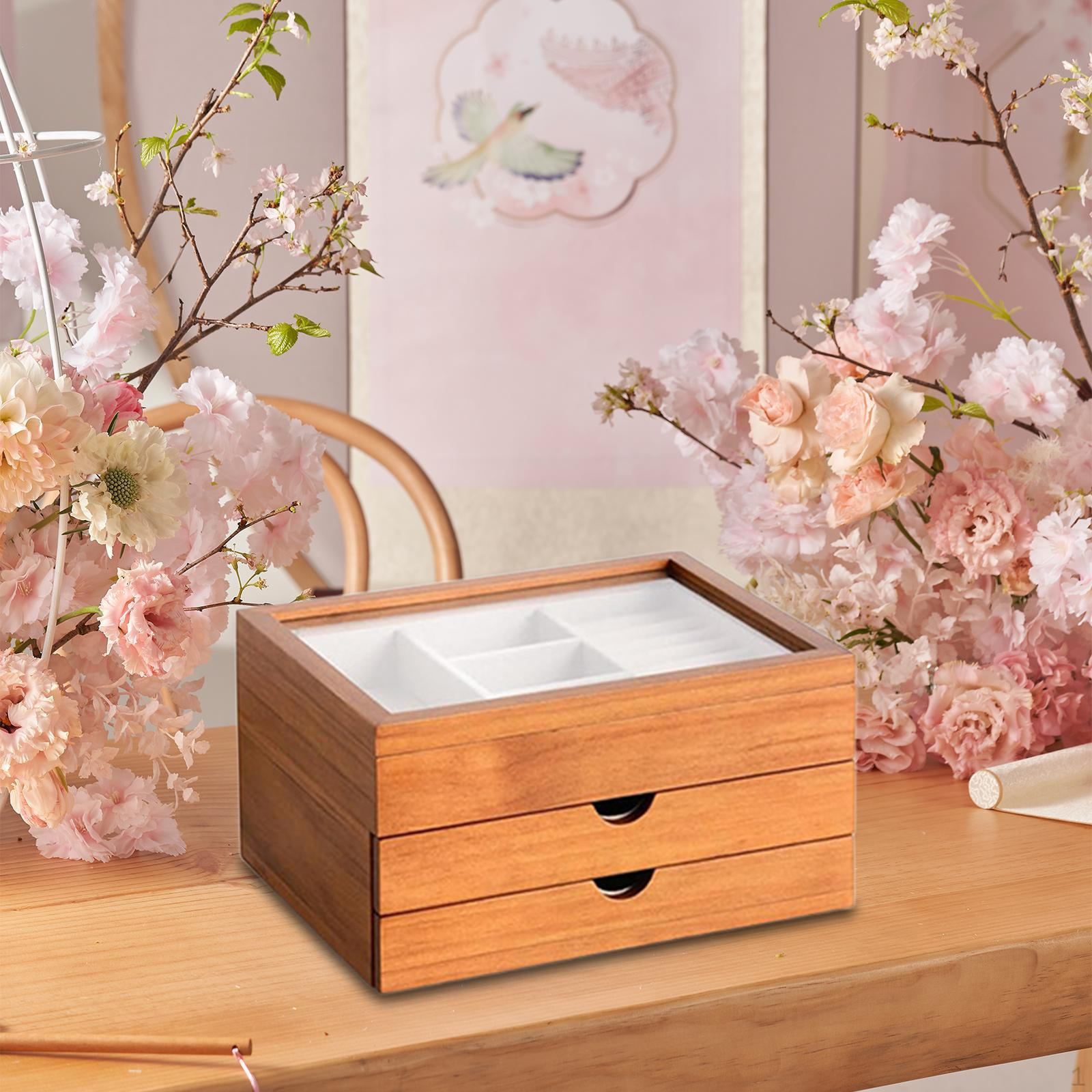 3 Layer Wood Jewelry Box Display Case with Compartments Container Drawers
3 Layer Wood Jewelry Box Display Case with Compartments Container Drawers