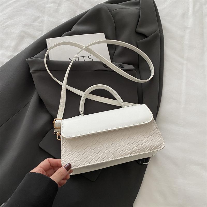 Сумка с тиснением премиум-фактуры, женская, весна-лето 2025, новая сумка через плечо, ретро, универсальная, портативная, маленькая квадратная сумка белый