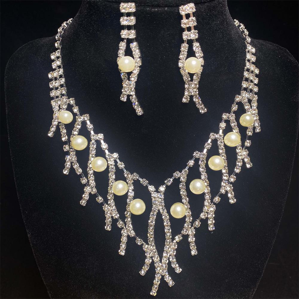 Jewelry Set Women, Rhinestone Bridal Neck Chain, Pearl Pendant Earrings, Pearl Wedding Party Accessories срібний
Jewelry Set Women, Rhinestone Bridal Neck Chain, Pearl Pendant Earrings, Pearl Wedding Party Accessories срібний