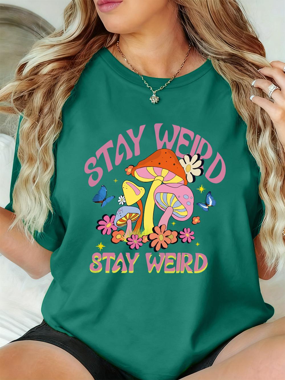 Mushroom Stay Weird Prints TShirts Women Summer Soft Short Sleeve Tops Loose ONeck T Shirts Basics Comfortable Womans Clothes 4XL
Mushroom Stay Weird Prints TShirts Women Summer Soft Short Sleeve Tops Loose ONeck T Shirts Basics Comfortable Womans Clothes 4XL