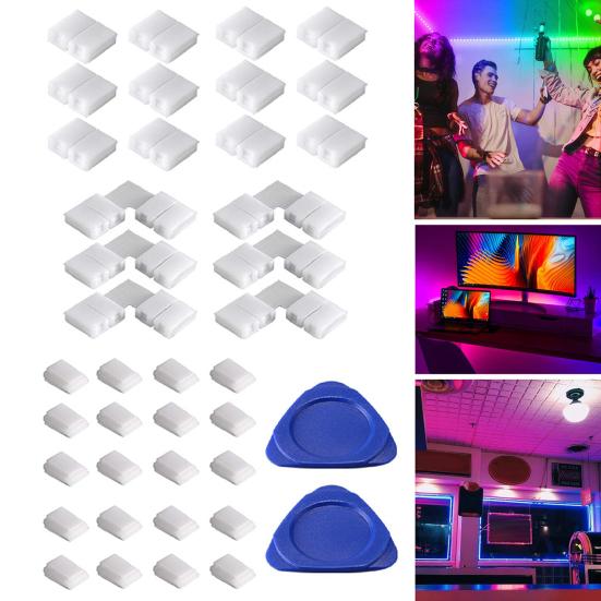 Yousheng 1 Set LED Strip Light Connector 4-Pin Unwired Gapless Solderless Connector L-shape Corner Adapter Self-adhesive Clip Triangle Crow Plate Kit
Yousheng 1 Set LED Strip Light Connector 4-Pin Unwired Gapless Solderless Connector L-shape Corner Adapter Self-adhesive Clip Triangle Crow Plate Kit