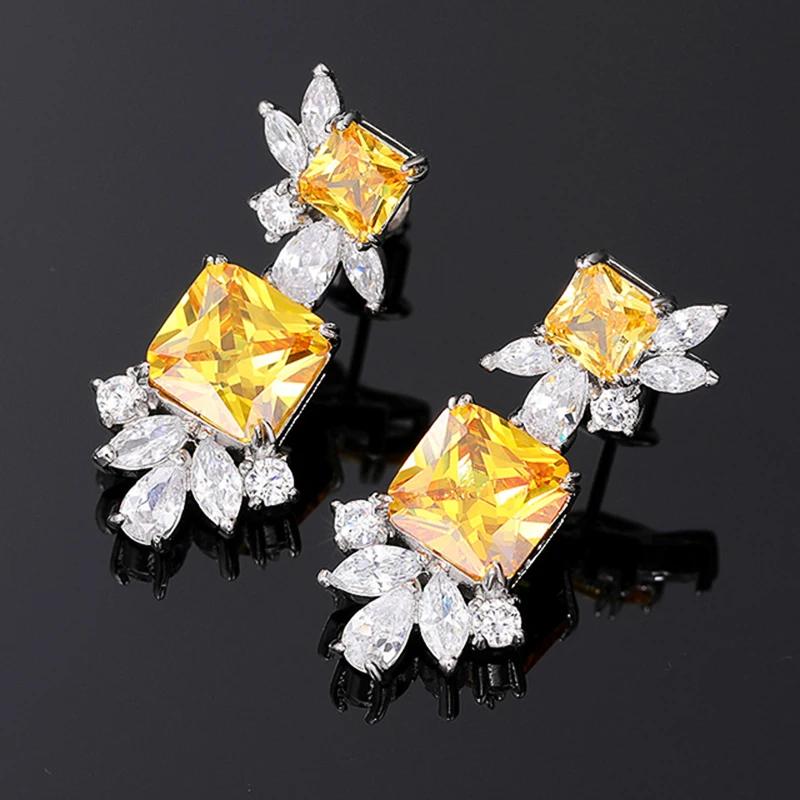 new Sparkling Yellow Cubic Zirconia Dangle Earrings for Women Copper Color Luxury Engagement Wedding Female Zircon New Item
new Sparkling Yellow Cubic Zirconia Dangle Earrings for Women Copper Color Luxury Engagement Wedding Female Zircon New Item
