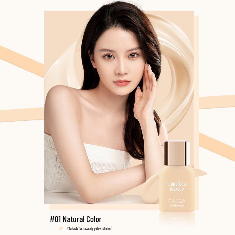 OMGA Стойкая легкая тональная основа: Прозрачный, Контроль жирности, Натуральное осветление, Изолирующая база, BB-крем. Standard
