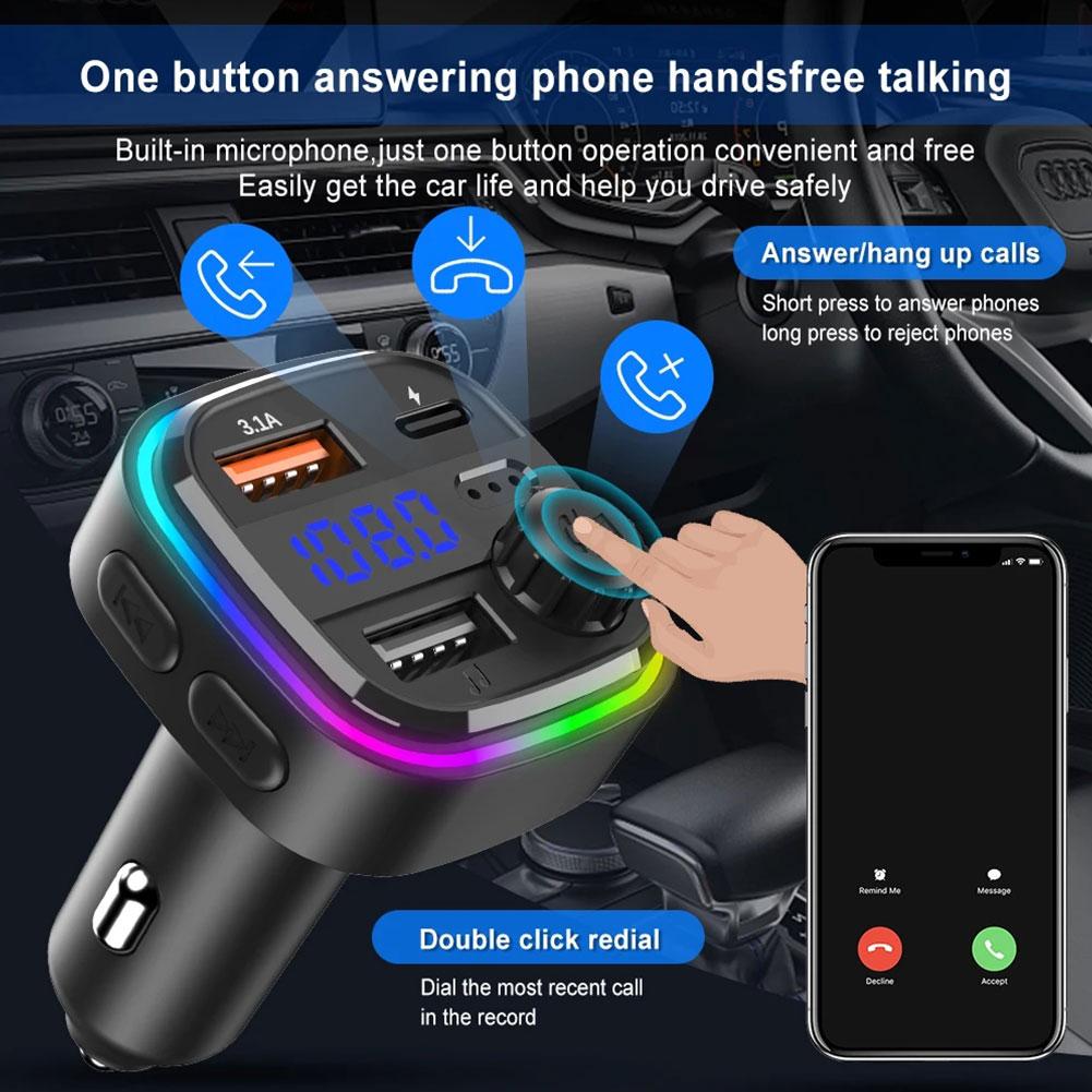 Car Bluetooth 5.0 FM Transmitter Audio Adapter Mp3 Speaker USB 12-24V USB 3.1A Handsfree Kit Pl B6F4
Car Bluetooth 5.0 FM Transmitter Audio Adapter Mp3 Speaker USB 12-24V USB 3.1A Handsfree Kit Pl B6F4