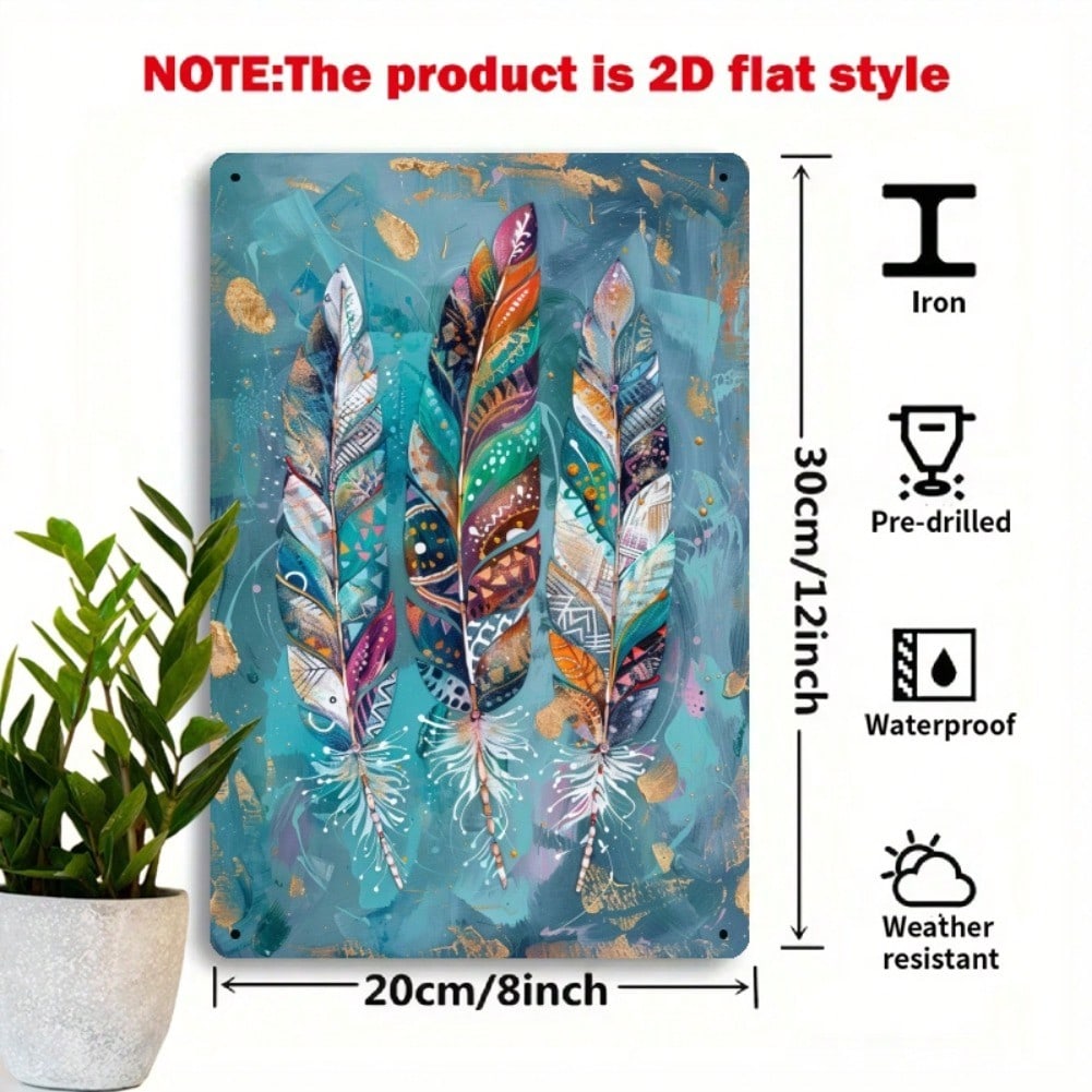 Vintage Feather Metal Tin Sign Wall Art 8x12 Inch Waterproof Outdoor Indoor Decor For Living Room Garden Office 20x30 разноцветный
Vintage Feather Metal Tin Sign Wall Art 8x12 Inch Waterproof Outdoor Indoor Decor For Living Room Garden Office 20x30 разноцветный