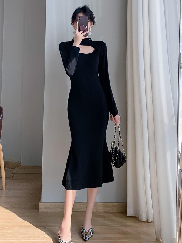 Korean Style Slim Fit Over-the-Knee Wool Fishtail Knitted Dress for Women Large чорний
Korean Style Slim Fit Over-the-Knee Wool Fishtail Knitted Dress for Women Large чорний