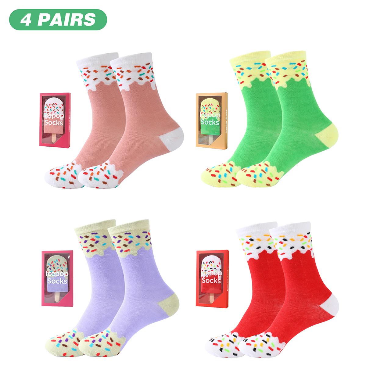 4 пары носков унисекс длиной до середины икры с новым дизайном в виде мороженого — уникальный и интересный праздничный подарок. One Size
4 пары носков унисекс длиной до середины икры с новым дизайном в виде мороженого — уникальный и интересный праздничный подарок. One Size