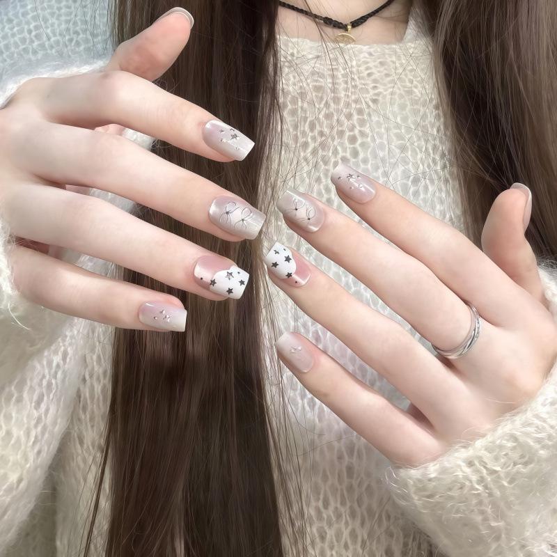 Cream Gradient Star Bow Nude Press-On Nails - Short, Gentle, Removable Nail Art Stickers S (Fits 70% of People)
Cream Gradient Star Bow Nude Press-On Nails - Short, Gentle, Removable Nail Art Stickers S (Fits 70% of People)
