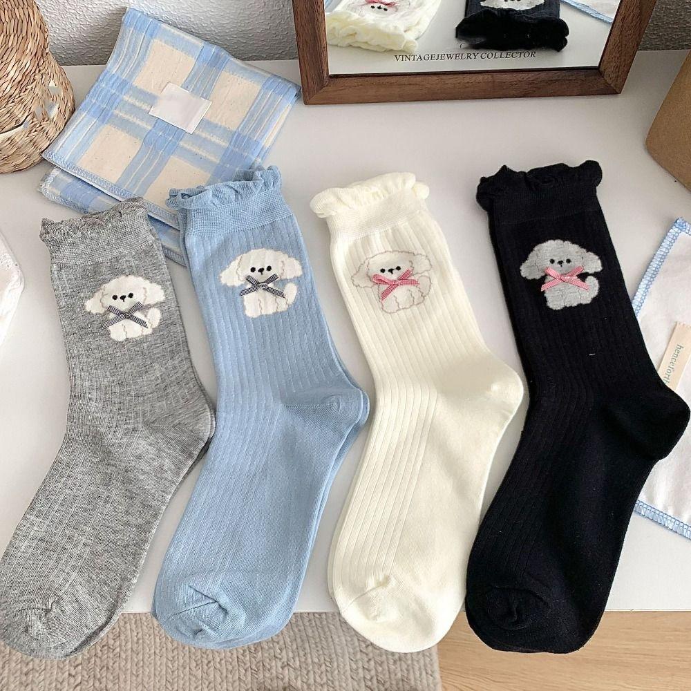 4Pairs Anti-slip Sweet Tube Socks Cartoon Dog Mid-calf Socks Women Bowknot Ruffle Socks Streetwear
4Pairs Anti-slip Sweet Tube Socks Cartoon Dog Mid-calf Socks Women Bowknot Ruffle Socks Streetwear