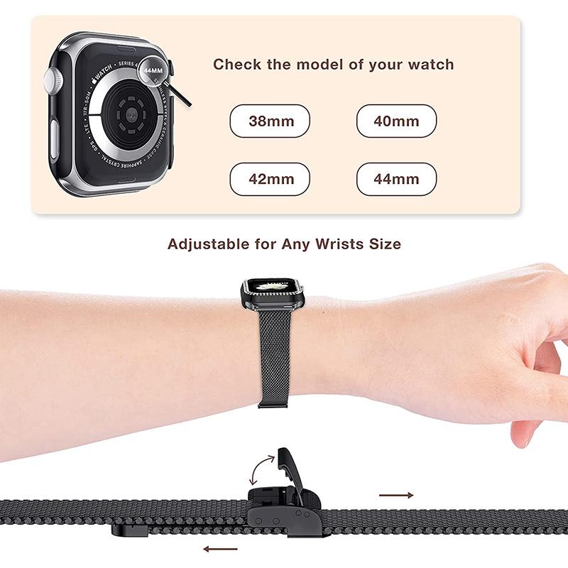 For Apple Watch Series 8/7 41mm Metal Milanese Watch Band T-shape Buckle Wrist Strap with Shiny Rhinestone Watch Case Anti-scratch PC Frame Rose Gold
For Apple Watch Series 8/7 41mm Metal Milanese Watch Band T-shape Buckle Wrist Strap with Shiny Rhinestone Watch Case Anti-scratch PC Frame Rose Gold