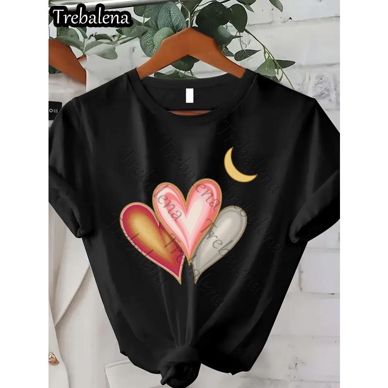 European size Trebalena Women s Casual Graphic T-Shirt - White Everyday Tee with Pink Golden Hearts 4XL чорний
European size Trebalena Women s Casual Graphic T-Shirt - White Everyday Tee with Pink Golden Hearts 4XL чорний