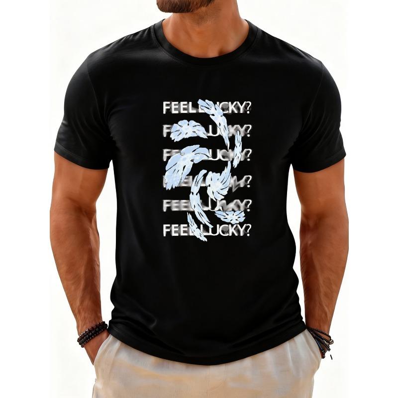 European sizes Casual Style Men s T-Shirt Feel Lucky Text And Feather Design Summer Wear for Him Gift for Friends 4XL чорний
European sizes Casual Style Men s T-Shirt Feel Lucky Text And Feather Design Summer Wear for Him Gift for Friends 4XL чорний