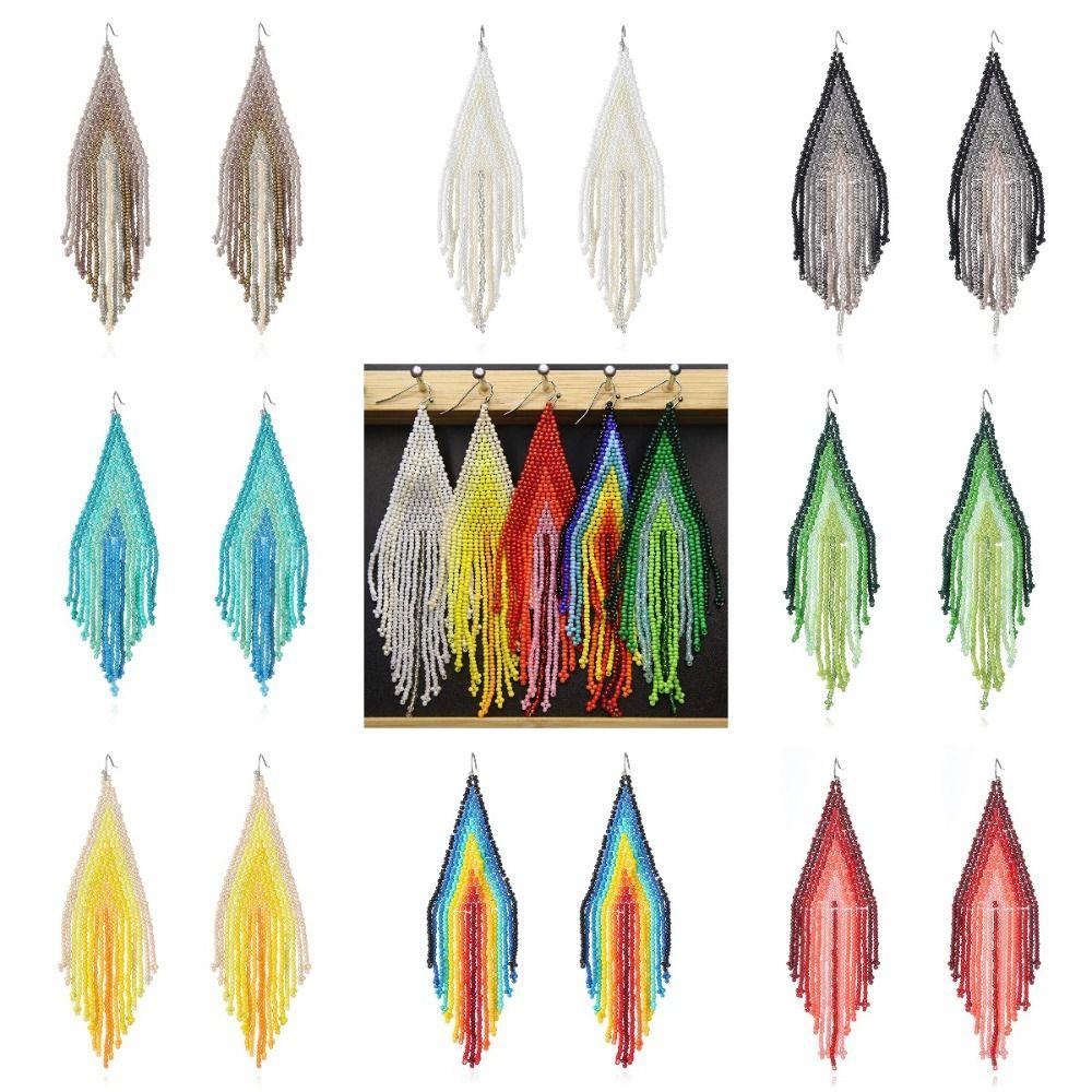 Hand Weaving Long Tassel Bead Earring Ethnic Rainbow Drop Earrings Rice Bead Earrings Gifts Style G
Hand Weaving Long Tassel Bead Earring Ethnic Rainbow Drop Earrings Rice Bead Earrings Gifts Style G