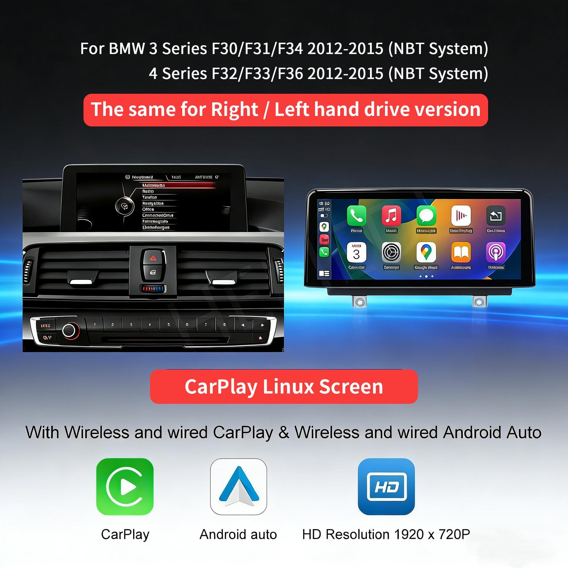 10.25 Wireless CarPlay Navigation Screen for 1/2/3/4 Series with NBT Multimedia Linux System 10.25
10.25 Wireless CarPlay Navigation Screen for 1/2/3/4 Series with NBT Multimedia Linux System 10.25