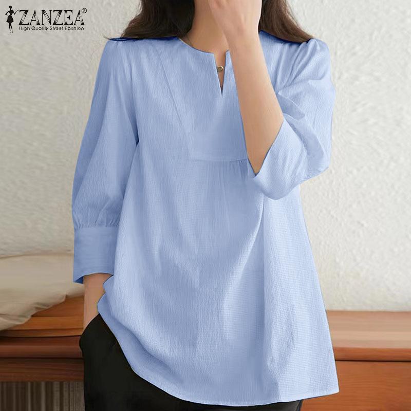 ZANZEA Женская летняя повседневная блузка с v-образным вырезом и рукавами 3/4
ZANZEA Женская летняя повседневная блузка с v-образным вырезом и рукавами 3/4