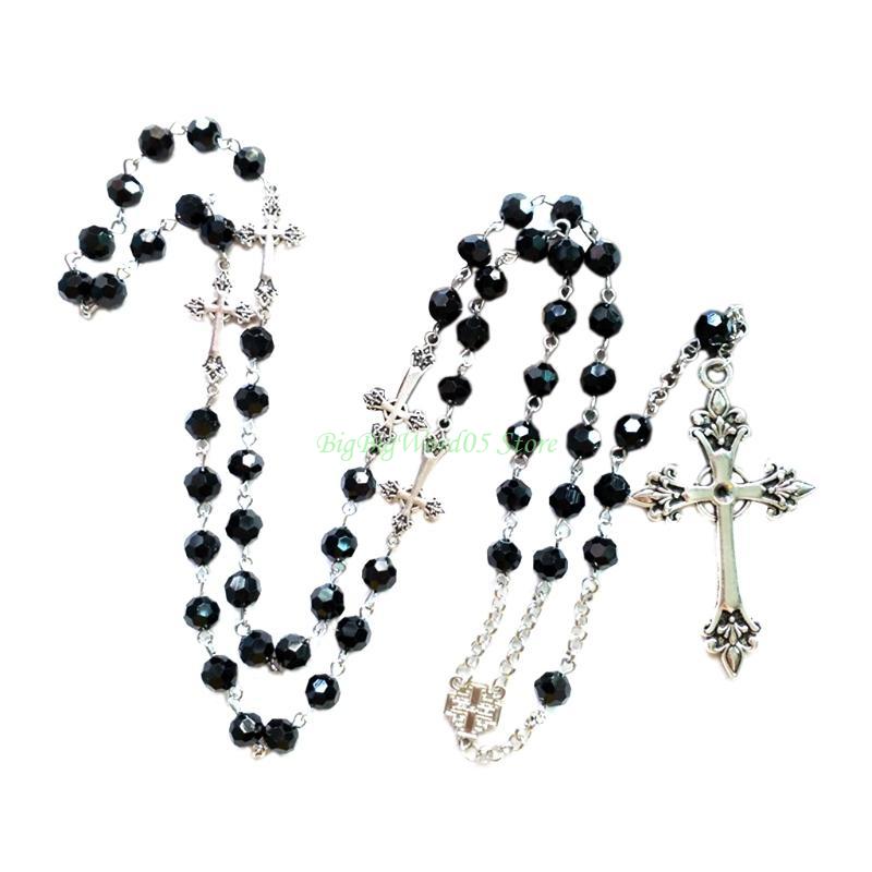 24TE Religious Jewelry Black Crystal Rosary Long Necklace Creative Vintage for Cross Pendant Durable Alloy Gifts for Teen CN
24TE Religious Jewelry Black Crystal Rosary Long Necklace Creative Vintage for Cross Pendant Durable Alloy Gifts for Teen CN