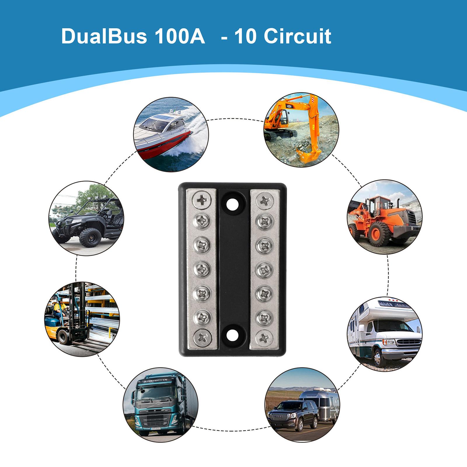 Terminals Block 10 Position Double Row Bus Bar Wire Terminals 100A 48V, Screw Terminals Block Bus Bar for Car Boats
Terminals Block 10 Position Double Row Bus Bar Wire Terminals 100A 48V, Screw Terminals Block Bus Bar for Car Boats