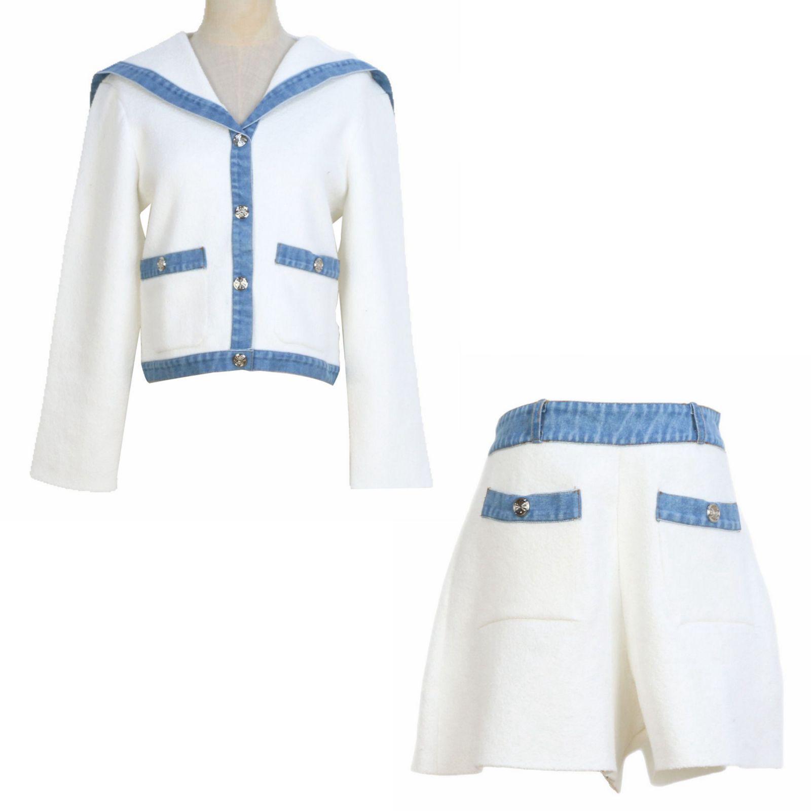 2025 French Preppy Denim Patchwork Knit Cardigan & Navy Shorts Set - Early Spring Collection Medium
2025 French Preppy Denim Patchwork Knit Cardigan & Navy Shorts Set - Early Spring Collection Medium