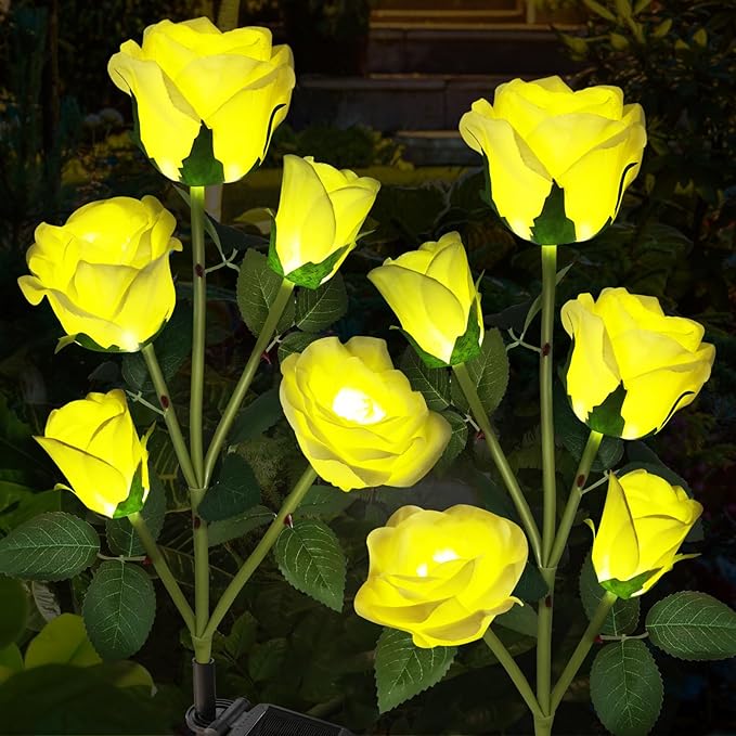 Солнечные светодиодные фонари для улицы, декоративные, 5 головок, солнечные садовые фонари, водонепроницаемый газонный светильник в виде цветка розы для декора двора, патио, сада 1 PACK желтые розы
Солнечные светодиодные фонари для улицы, декоративные, 5 головок, солнечные садовые фонари, водонепроницаемый газонный светильник в виде цветка розы для декора двора, патио, сада 1 PACK желтые розы