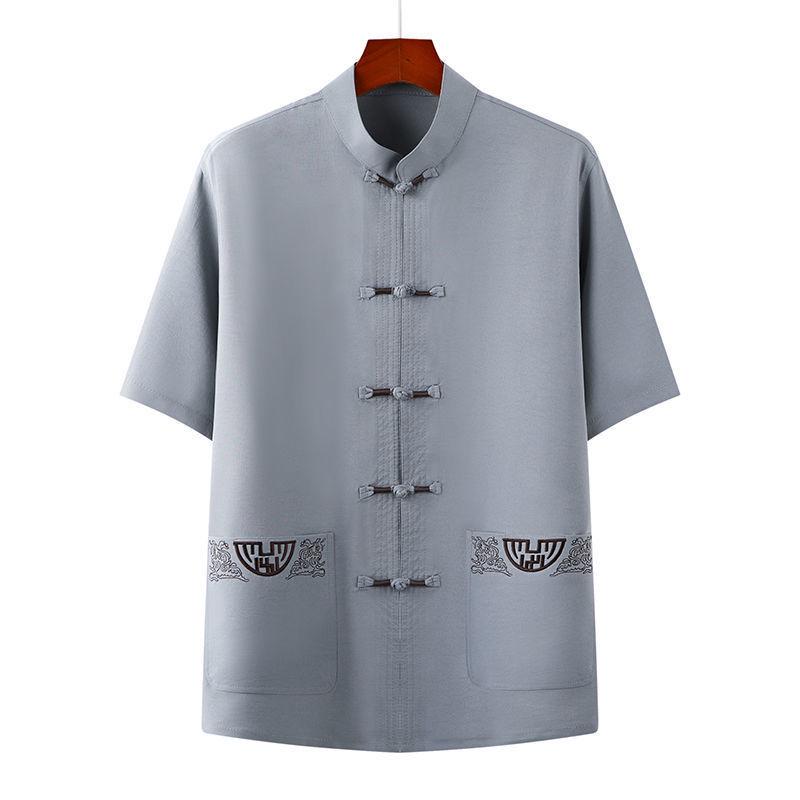 Men s Summer Chinese Style Short-Sleeve Tang Suit Set - Cotton & Linen Casual Tai Chi Outfit for Middle-Aged & Elderly Size 42 for 150-170 jin
Men s Summer Chinese Style Short-Sleeve Tang Suit Set - Cotton & Linen Casual Tai Chi Outfit for Middle-Aged & Elderly Size 42 for 150-170 jin