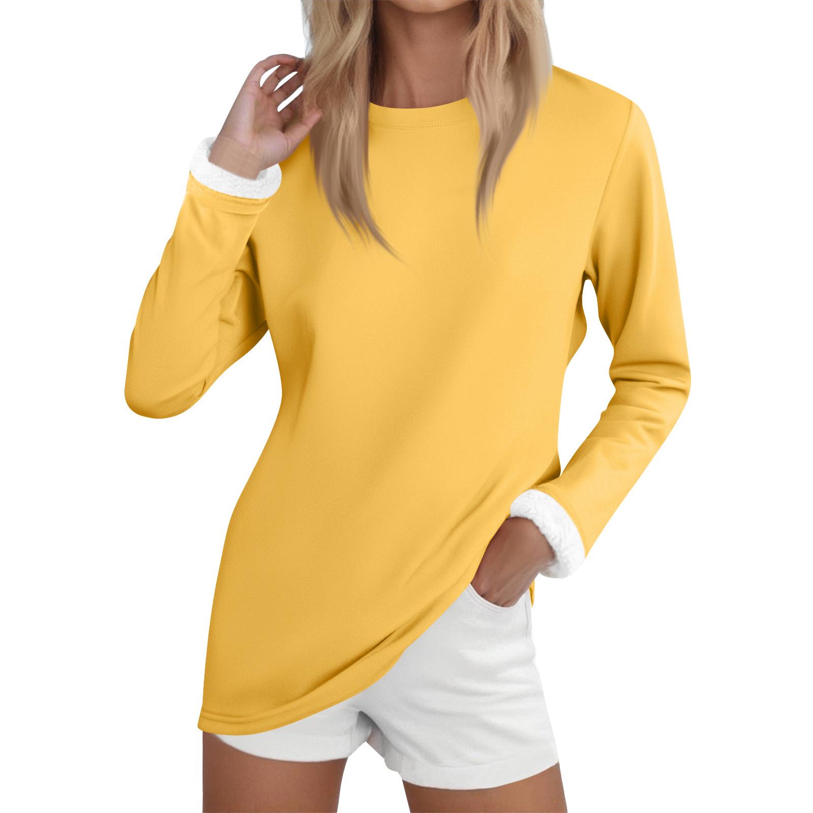 Women s Fashion Casual Long Sleeve Solid Color Round Neck Padded Bottom Shirt XXL жёлтый
Women s Fashion Casual Long Sleeve Solid Color Round Neck Padded Bottom Shirt XXL жёлтый