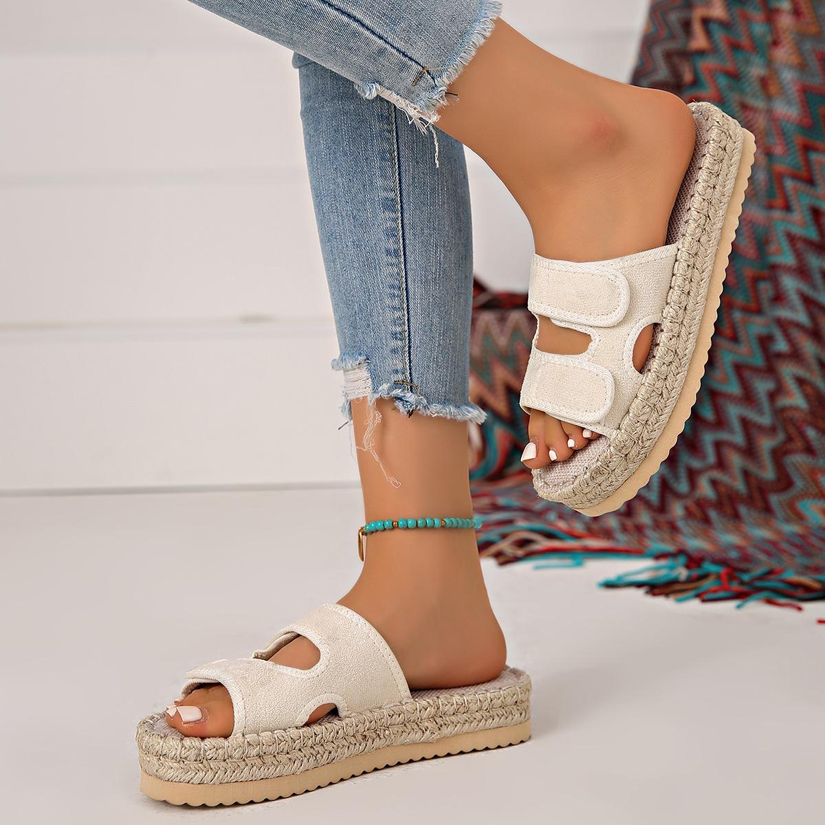 Summer thick-soled hemp rope hemming cool slippers women s large-size slippers new Velcro cloth slippers women 43
Summer thick-soled hemp rope hemming cool slippers women s large-size slippers new Velcro cloth slippers women 43