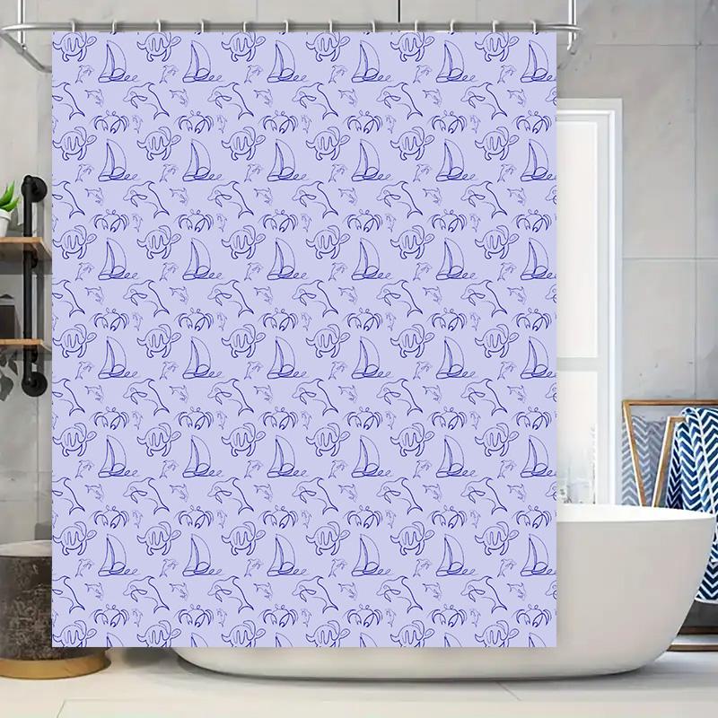 Vibrant Blue Ocean Scene Shower Curtain: Waterproof Bath Decor With Seaside Turtles Sailboats Perfect For Kids Bathroom Accesso W60H190(CM)-1 Pcs
Vibrant Blue Ocean Scene Shower Curtain: Waterproof Bath Decor With Seaside Turtles Sailboats Perfect For Kids Bathroom Accesso W60H190(CM)-1 Pcs