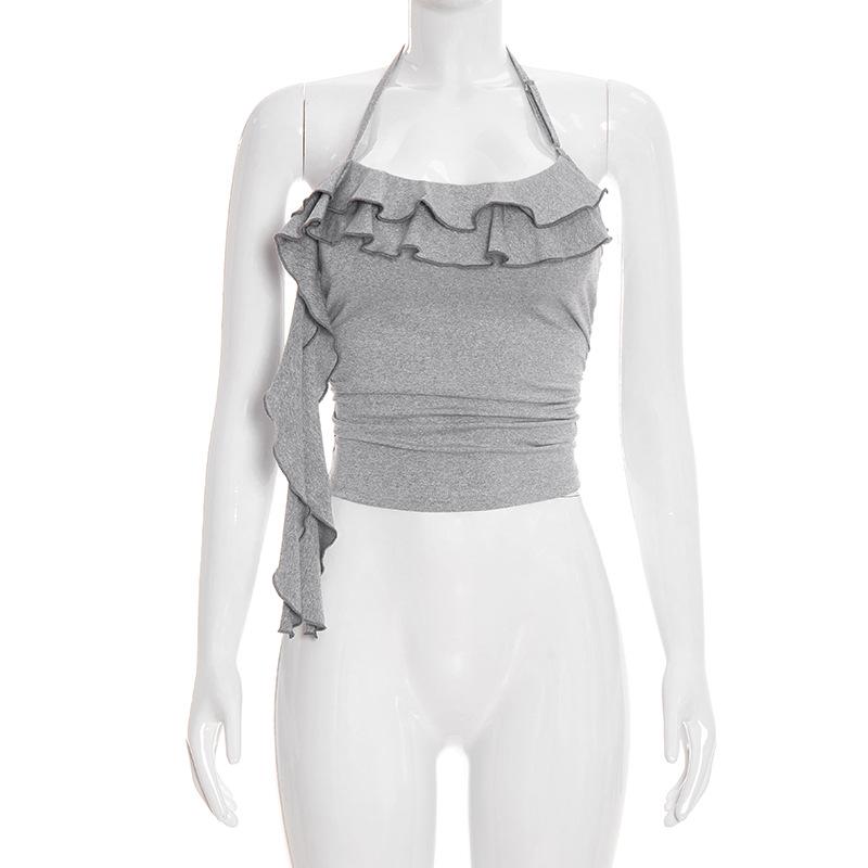 C26TP052: Women s Solid Color Ruffle Halter Top - Slim Fit, Spring Collection Medium
C26TP052: Women s Solid Color Ruffle Halter Top - Slim Fit, Spring Collection Medium