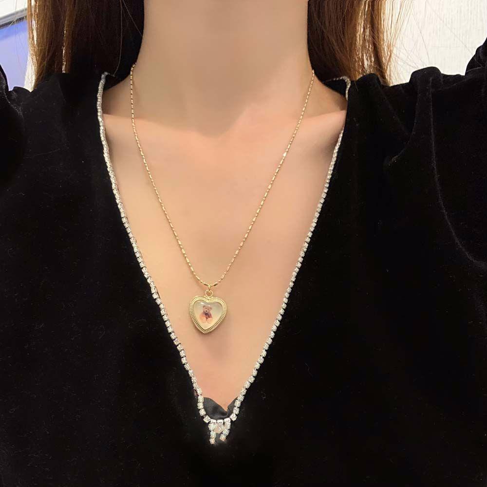 Gold Color Heart Pendant Small Bear Heart Shaped Necklaces Choker Fashion Jewelry Clavicle Chains
Gold Color Heart Pendant Small Bear Heart Shaped Necklaces Choker Fashion Jewelry Clavicle Chains