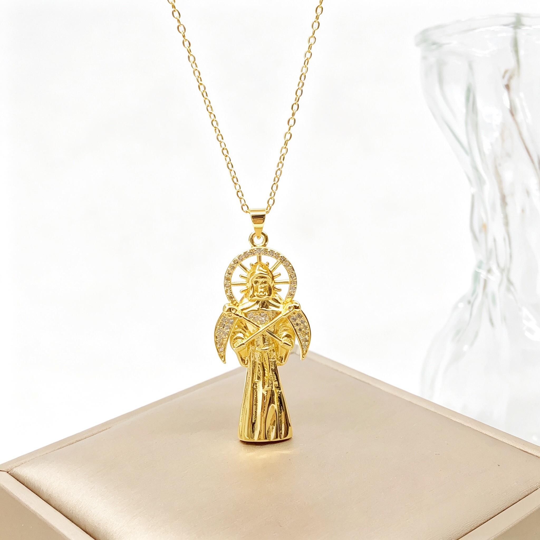 1pcs Religious Medal Zircon Necklace Archangel Saint Michael Santa Muerte Jesus Choker Protection Amulet Zircon for Men Women
1pcs Religious Medal Zircon Necklace Archangel Saint Michael Santa Muerte Jesus Choker Protection Amulet Zircon for Men Women
