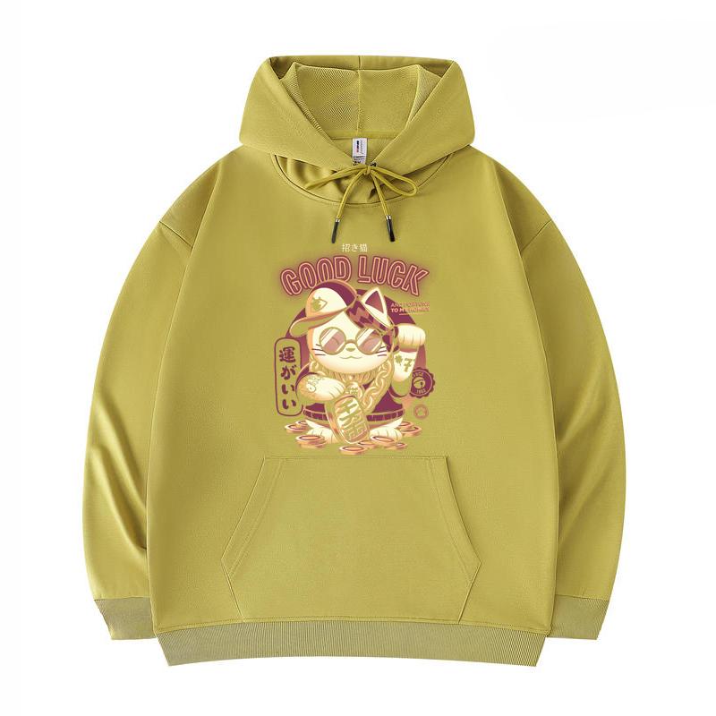 Мужские толстовки Lucky Cat с забавным принтом Harajuku, саржевые толстовки с имитацией хлопка в стиле Харадзюку
Мужские толстовки Lucky Cat с забавным принтом Harajuku, саржевые толстовки с имитацией хлопка в стиле Харадзюку