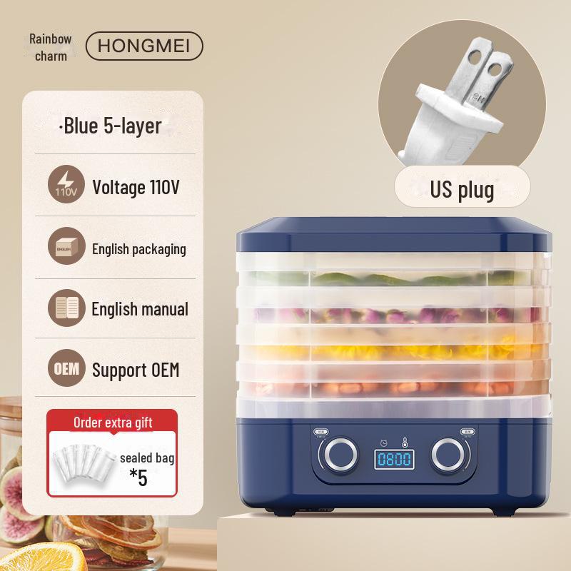 Пятислойный бытовой дегидратор для фруктов и закусок большой емкости
Пятислойный бытовой дегидратор для фруктов и закусок большой емкости