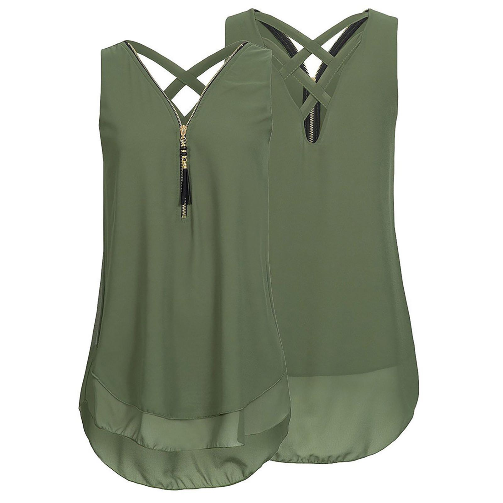 Women Loose Sleeveless Tank Top Cross Back Hem Layed Zipper V-Neck T Shirts Tops L
Women Loose Sleeveless Tank Top Cross Back Hem Layed Zipper V-Neck T Shirts Tops L