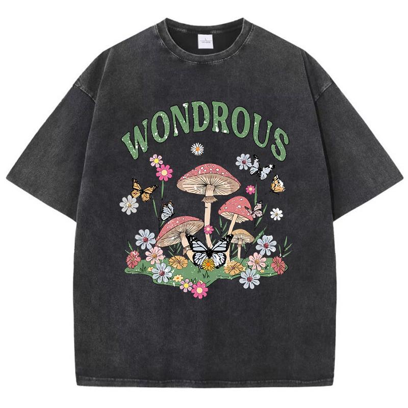 Mushroom Flower Butterfly Wondrous Design Washed T Shirt Women Cotton T-Shirt Casual Y2K Loose Short Sleeves Vintage Tops S
Mushroom Flower Butterfly Wondrous Design Washed T Shirt Women Cotton T-Shirt Casual Y2K Loose Short Sleeves Vintage Tops S