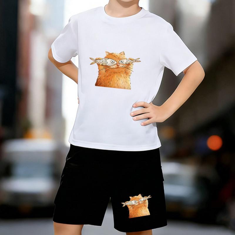 Boys 2 Piece Cat Fisheye Print outfit, Short Sleeve T-Shirt and Shorts Set for Kids Age 5-14,Black ,White Sporty Casual Summer Clothes 13-14 Years білий
Boys 2 Piece Cat Fisheye Print outfit, Short Sleeve T-Shirt and Shorts Set for Kids Age 5-14,Black ,White Sporty Casual Summer Clothes 13-14 Years білий