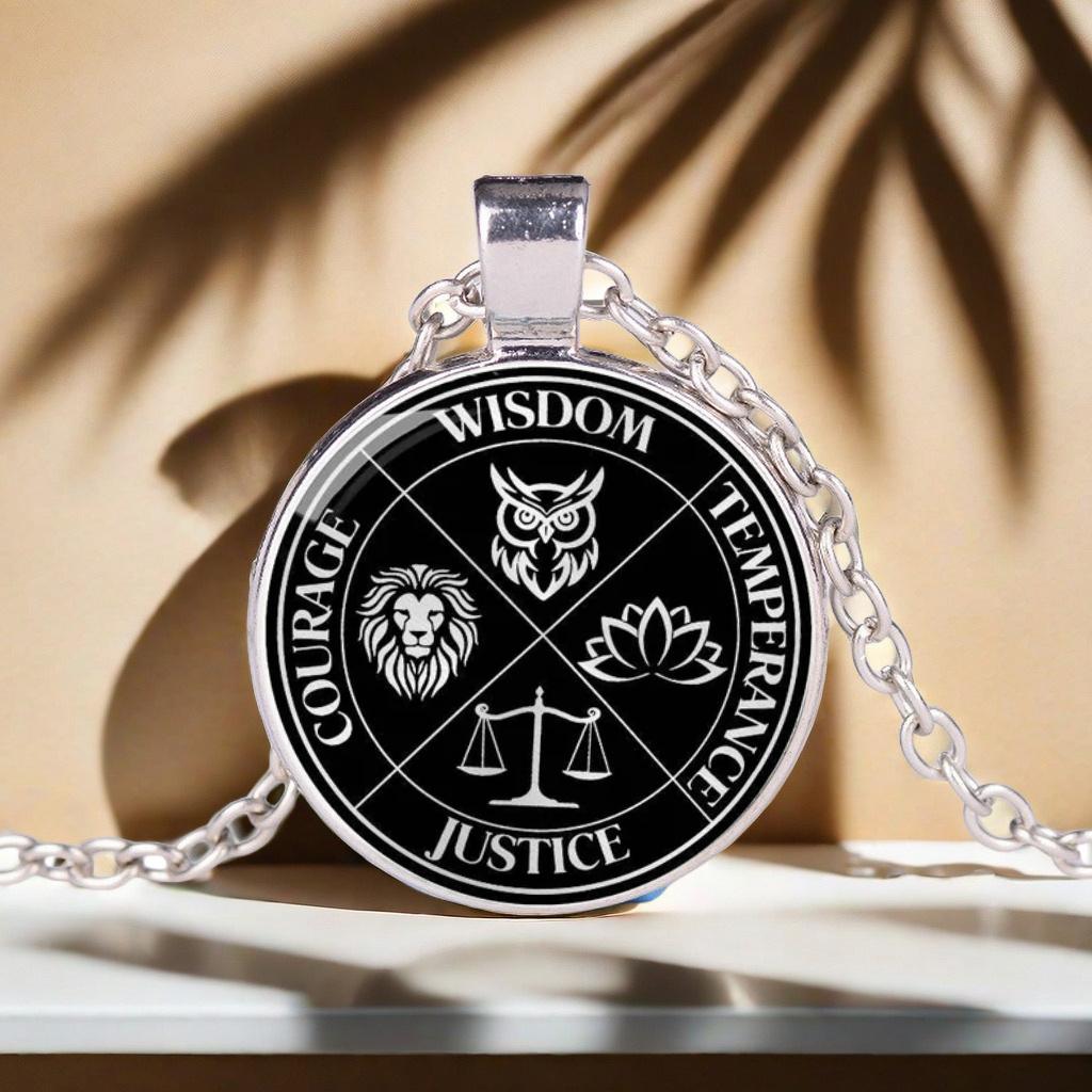 Stoic Necklace, Featuring Four Basic Virtues As Pendants; A Stoic Philosophy Jewelry Amulet, Suitable For Both Men And Women.
Stoic Necklace, Featuring Four Basic Virtues As Pendants; A Stoic Philosophy Jewelry Amulet, Suitable For Both Men And Women.
