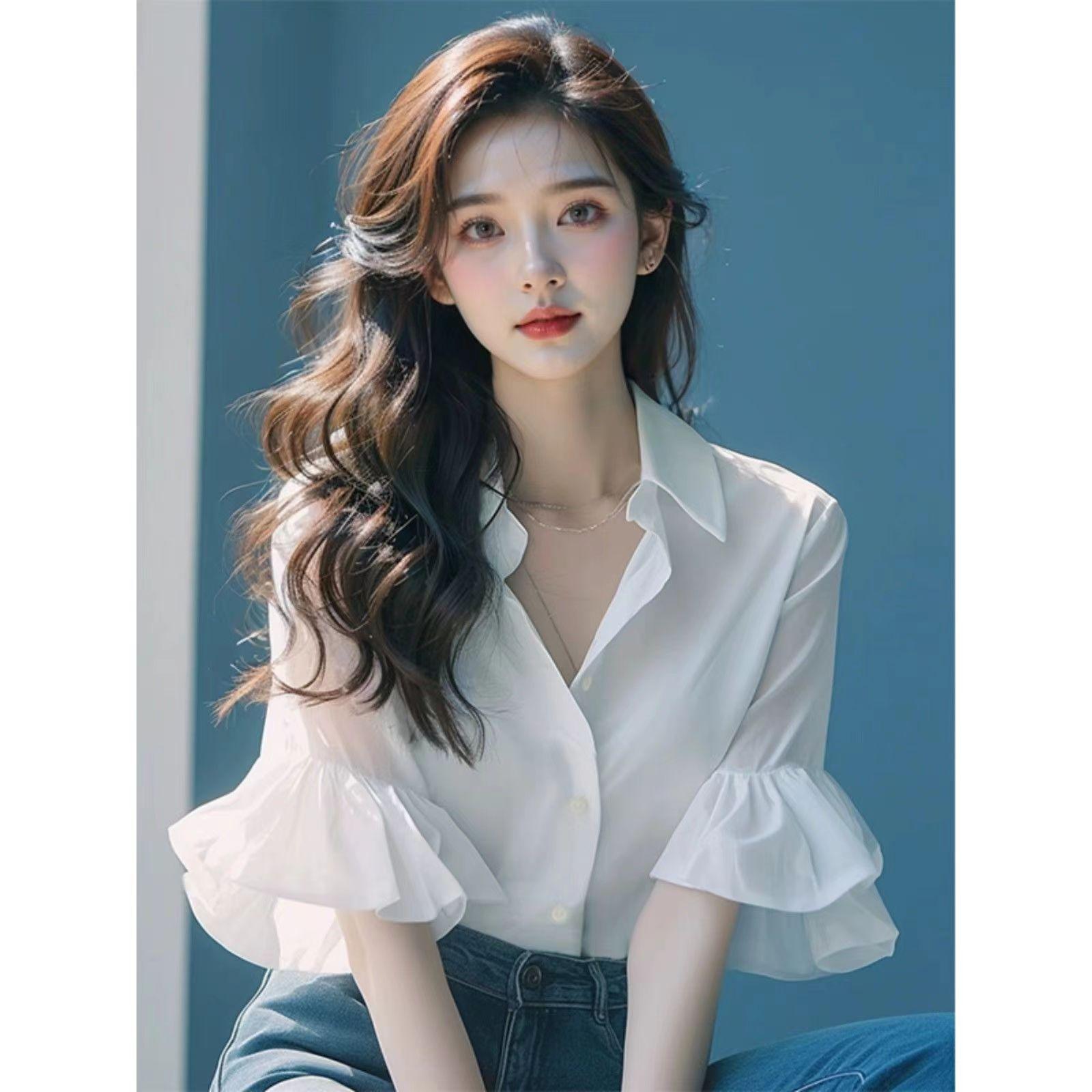 Французская элитная шикарная и красивая верхняя легкая роскошная полубелая рубашка с рюшами на рукавах, женские летние футболки на пуговицах XL белый
Французская элитная шикарная и красивая верхняя легкая роскошная полубелая рубашка с рюшами на рукавах, женские летние футболки на пуговицах XL белый