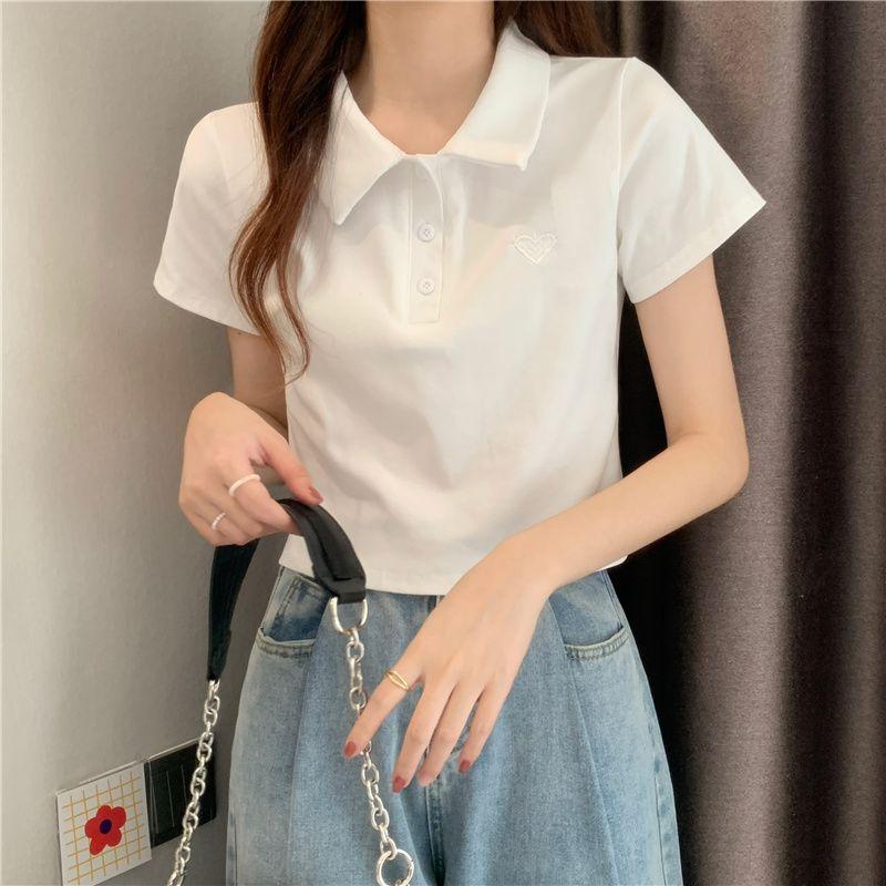 New Summer Small White Short-sleeved T-shirt Design Niche Polo Neck Short Sweet Cool Shirt Top for Women S чорний
New Summer Small White Short-sleeved T-shirt Design Niche Polo Neck Short Sweet Cool Shirt Top for Women S чорний