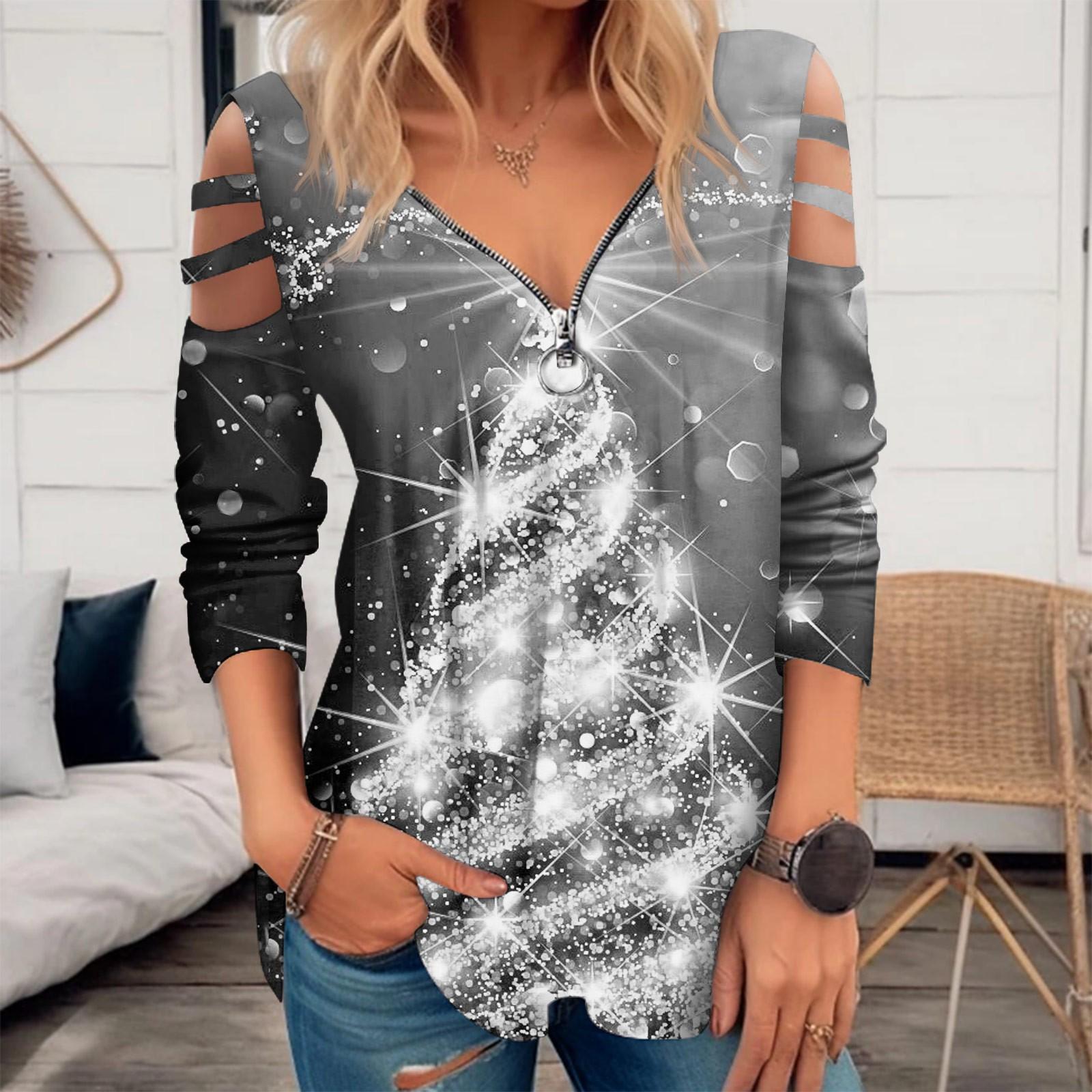 Женская мода повседневная рождественская печать V-образный вырез полые плечи длинный рукав топ L серый
Женская мода повседневная рождественская печать V-образный вырез полые плечи длинный рукав топ L серый