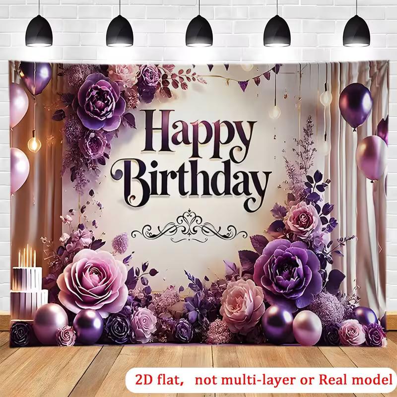 2D Elegant Purple Rose Birthday Backdrop, Luxurious Floral & Balloon Party Background Cloth for Adult Birthday 47.2x31.5inch/120*80cm
2D Elegant Purple Rose Birthday Backdrop, Luxurious Floral & Balloon Party Background Cloth for Adult Birthday 47.2x31.5inch/120*80cm