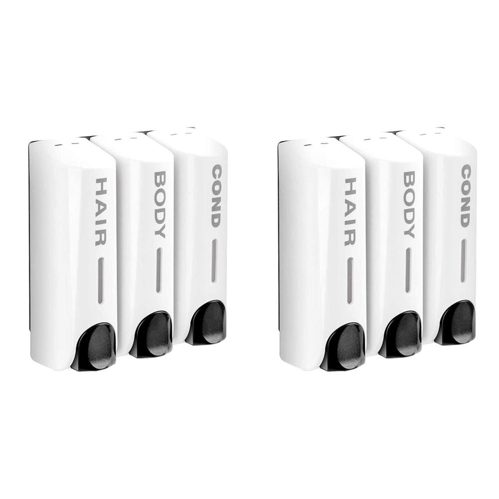 - Triple 350ml Liquid Soap Dispensers Heat-Resistant Wall-Mount (White)
- Triple 350ml Liquid Soap Dispensers Heat-Resistant Wall-Mount (White)